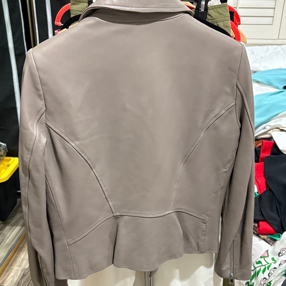 Zara Taupe Leather Jacket - Picture 4 of 4